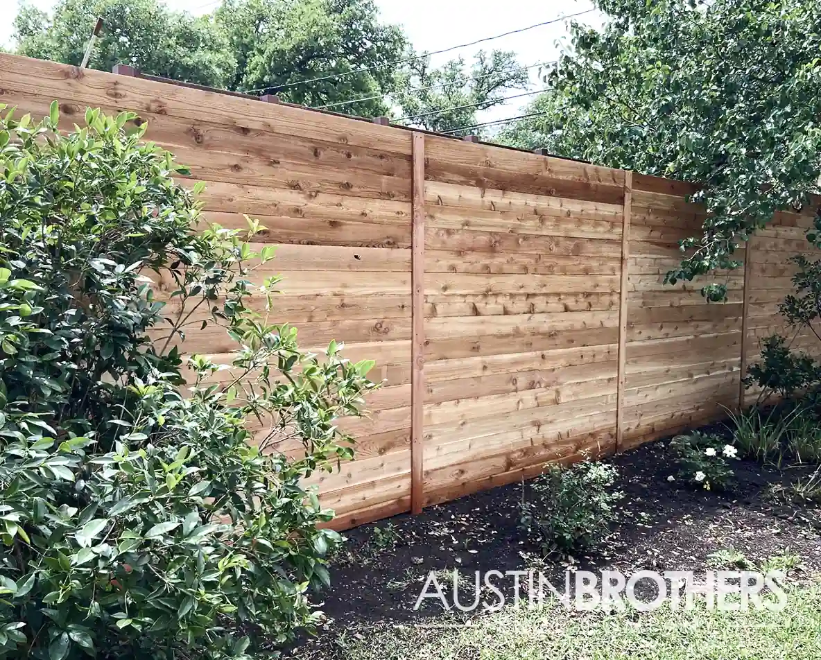 Horizontal wooden fence.