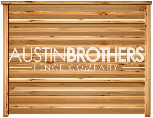 3D design mockup of a horizontal wooden fence offered by Austin Brothers Fence Company.