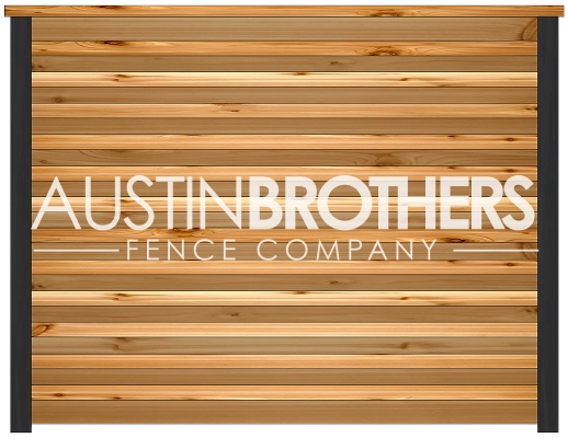 3D design mockup of a horizontal wooden fence offered by Austin Brothers Fence Company.