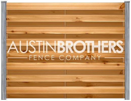 3D design mockup of a horizontal wooden fence offered by Austin Brothers Fence Company.