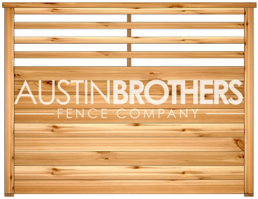3D design mockup of a horizontal wooden fence offered by Austin Brothers Fence Company.