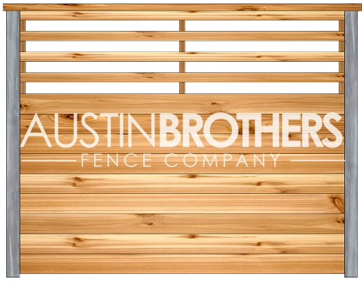 3D design mockup of a horizontal wooden fence offered by Austin Brothers Fence Company.
