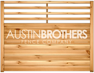 3D design mockup of a horizontal wooden fence offered by Austin Brothers Fence Company.