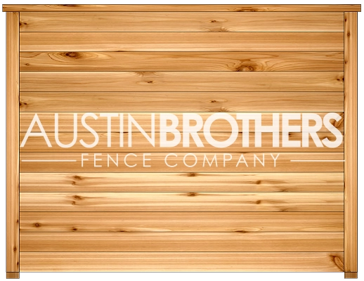 3D design mockup of a horizontal wooden fence offered by Austin Brothers Fence Company.