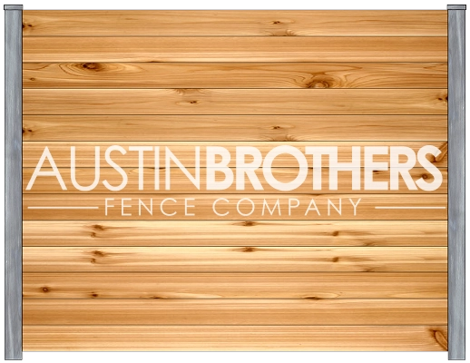 3D design mockup of a horizontal wooden fence offered by Austin Brothers Fence Company.