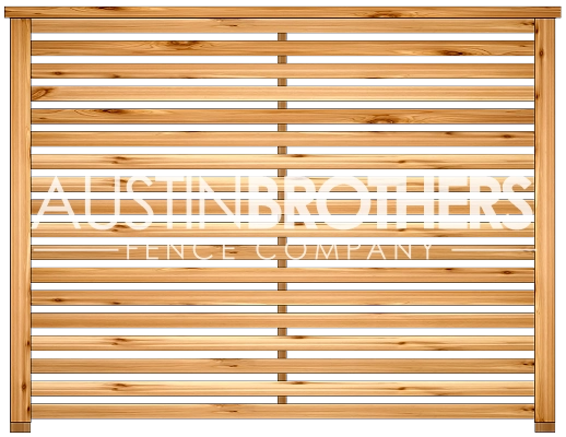 3D design mockup of a horizontal wooden fence offered by Austin Brothers Fence Company.