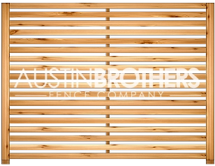 3D design mockup of a horizontal wooden fence offered by Austin Brothers Fence Company.