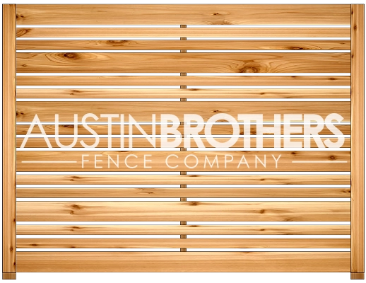 3D design mockup of a horizontal wooden fence offered by Austin Brothers Fence Company.