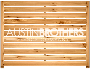 3D design mockup of a horizontal wooden fence offered by Austin Brothers Fence Company.