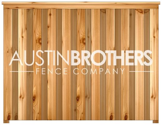 3D design mockup of a vertical wooden fence offered by Austin Brothers Fence Company.