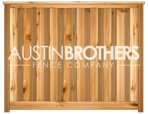 3D design mockup of a vertical wooden fence offered by Austin Brothers Fence Company.