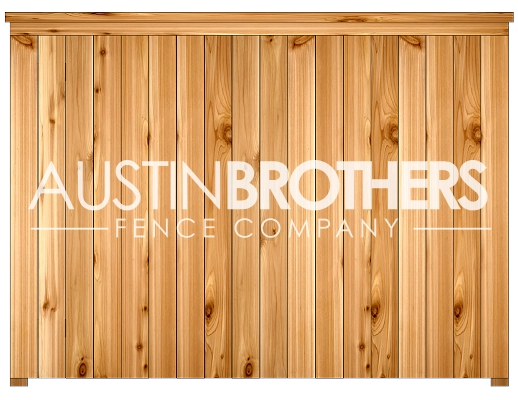 3D design mockup of a vertical wooden fence offered by Austin Brothers Fence Company.