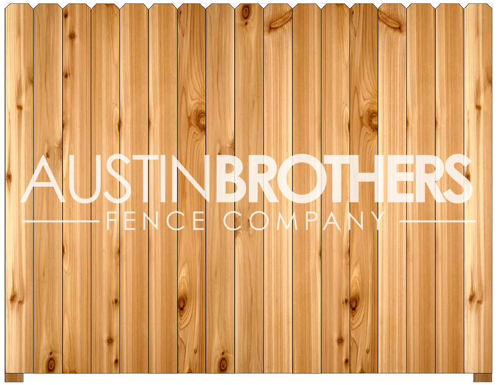 3D design mockup of a vertical wooden fence offered by Austin Brothers Fence Company.