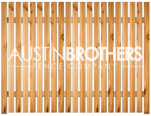 3D design mockup of a vertical wooden fence offered by Austin Brothers Fence Company.